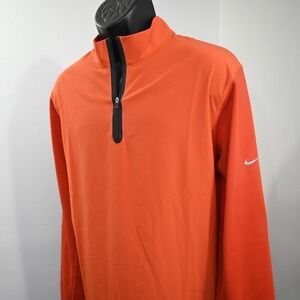 Nike Golf Jacket Mens Large Orange Tour Performance Dri Fit Long Sleeve Wicking